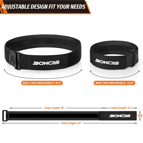 Boncas Adjustable Bike Rack Strap 24" Bicycle Wheel Stabilizer Straps with Innovative Gel Grip Keep The Bicycle Wheel from Spinning - Black 4 Pack