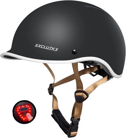 Exclusky Bike Helmet - Adjustable Safety Certified Cycling Helmet for Men & Women | USB Rechargeable Rear Light