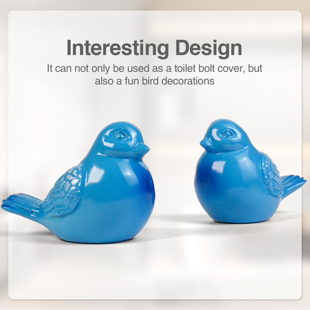 2pcs Toilet Bolt Caps, Tall Toilet Bolt Covers Decorative, Bird Replacement Toilet Screw Cover Caps, No Need to Cut The Bolt and No Tools Required - Universal Fit