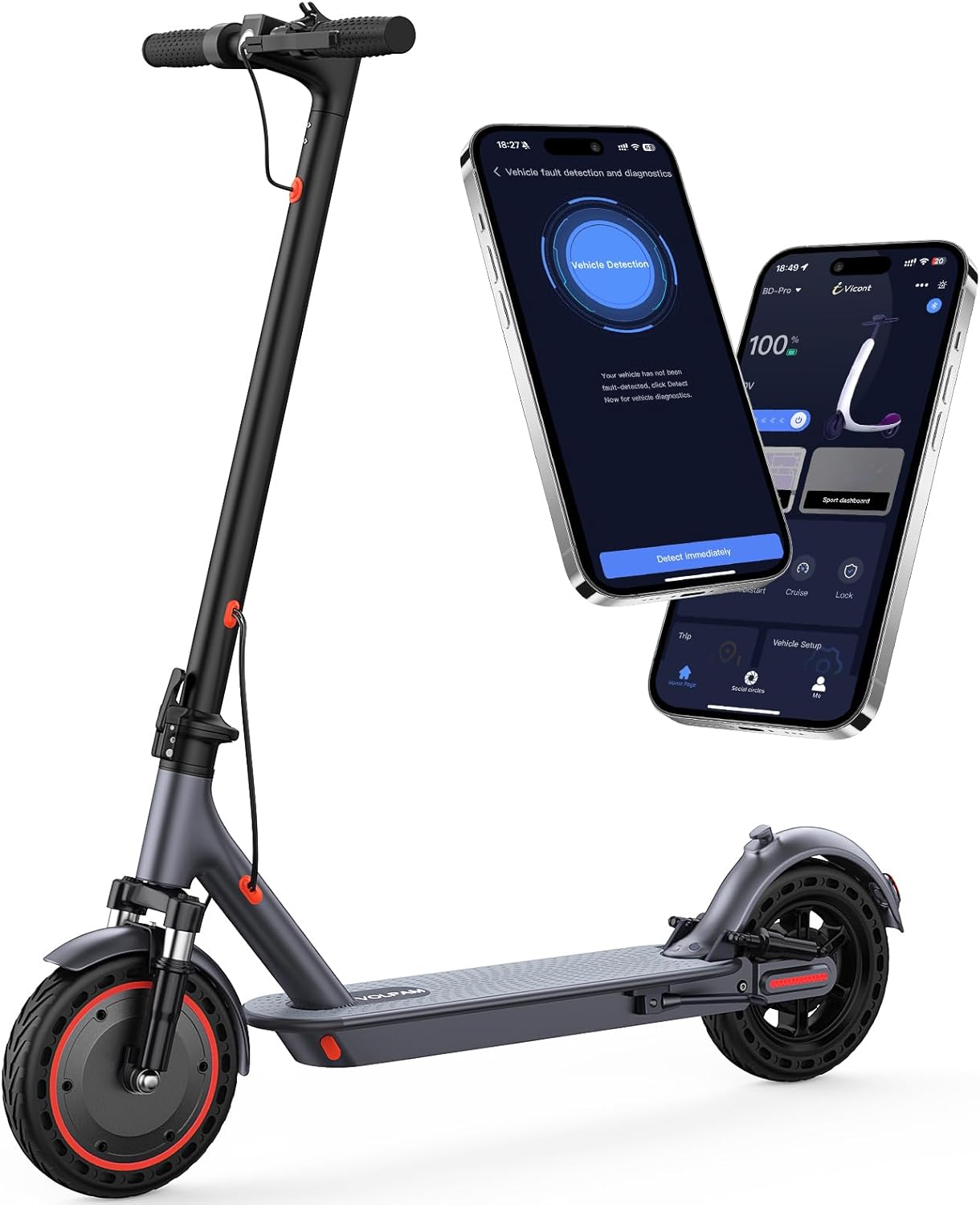 VOLPAM Electric Scooter - Dual Suspension, 19/22MPH, 500W/800W Motor, Long Range 60/40/31/23 Miles, Max Load 264 lbs