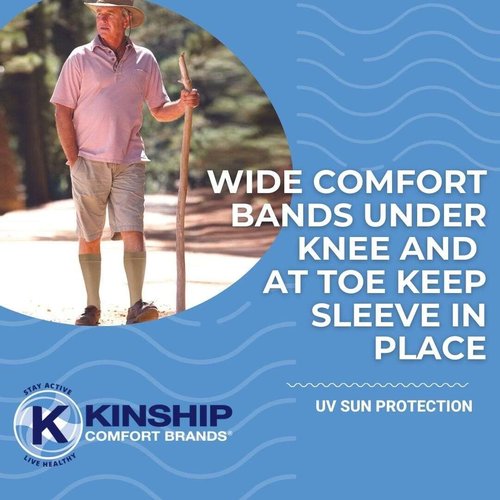 Kinship Comfort Brands Leg Protector Sleeves for Elderly Thin Skin, Sun Protection, Men and Women, Toeless Socks, 2 Pair