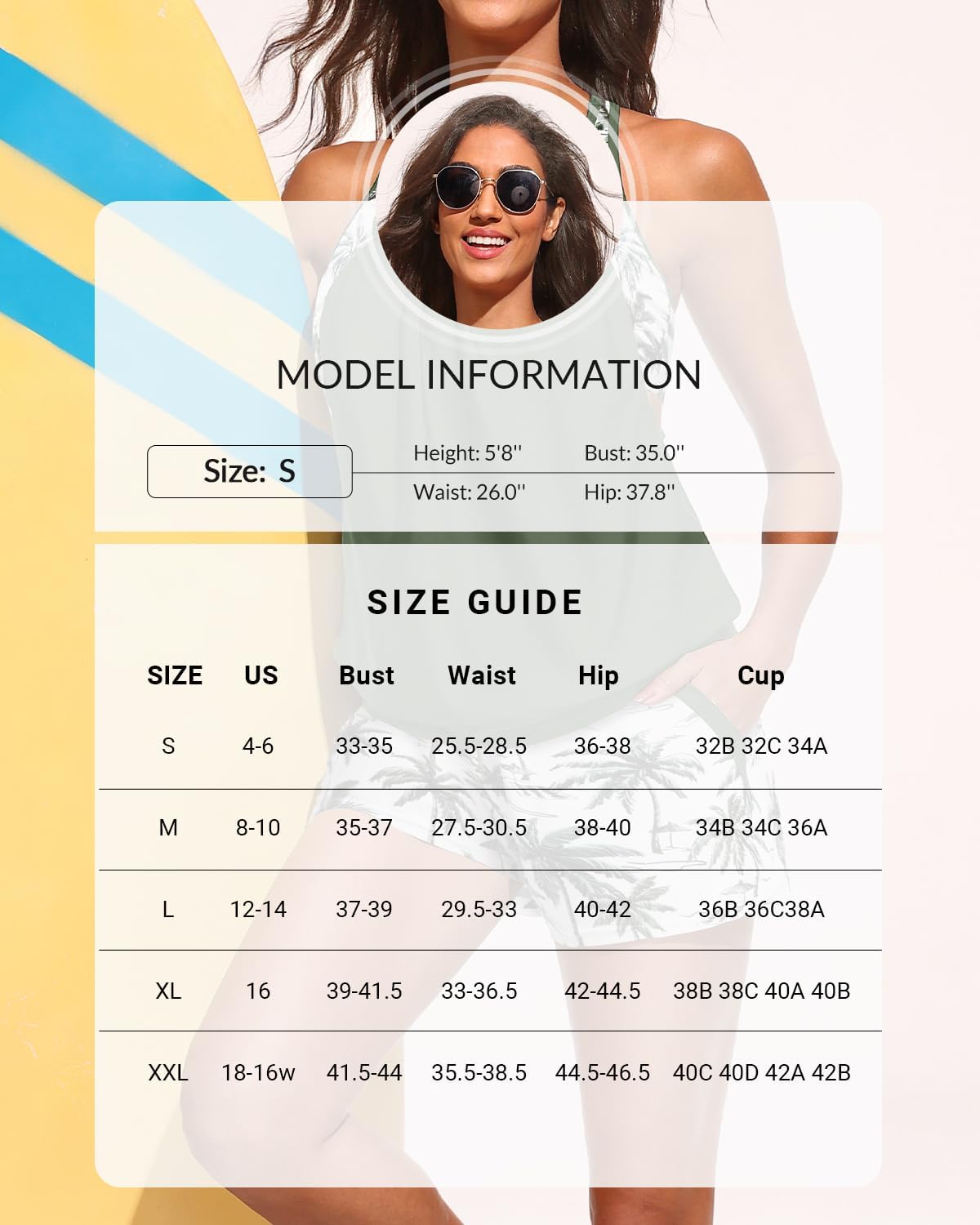 Womens 2 Piece Tankini Swimsuit Blouson Bathing Suit with Pockets Shorts