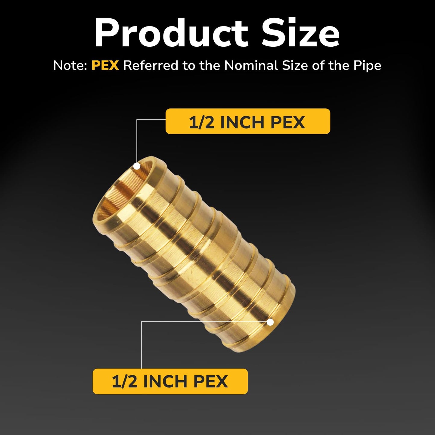 JUWO 1/2" Pex Coupling, 12 Pack Pex Fittings, NSF & UPC Certified, Heavy Duty Brass Crimp Fittings for Pipe Plumbing