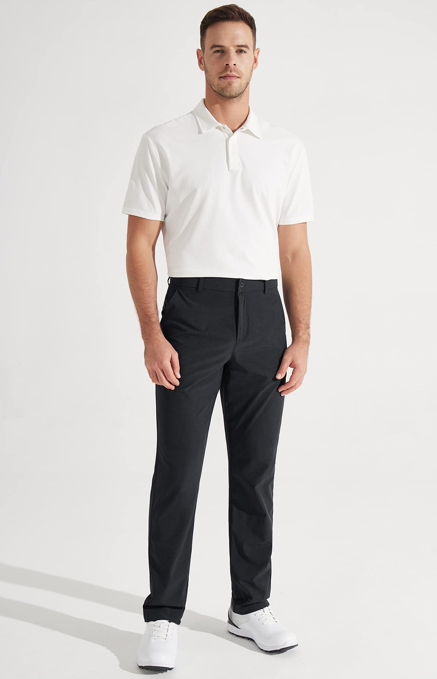 Libin Mens Golf Pants Stretch Work Dress Pants 30" Quick Dry Lightweight Business Casual Pant for Men Comfy Water Resistant, Black, 28W x 30L