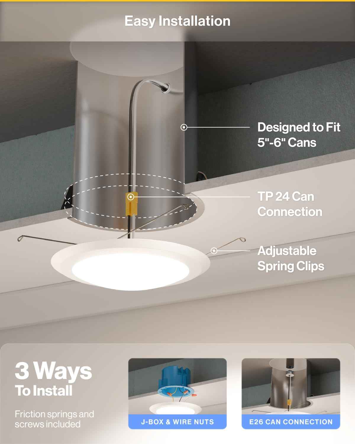 Sunco LED Disc Lights Ceiling 6 Inch, Flush Mount Disk Light, Recessed Can Lighting, 1050 LM, 15W (75W Equivalent), Selectable CCT 3000K/4000K/5000K/6000K/6500K, Dimmable, Damp Rated ETL 2 Pack.