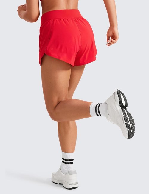 CRZ YOGA High Waisted Running Shorts - Comfy Mesh Liner for Women | Quick Dry & Split Design