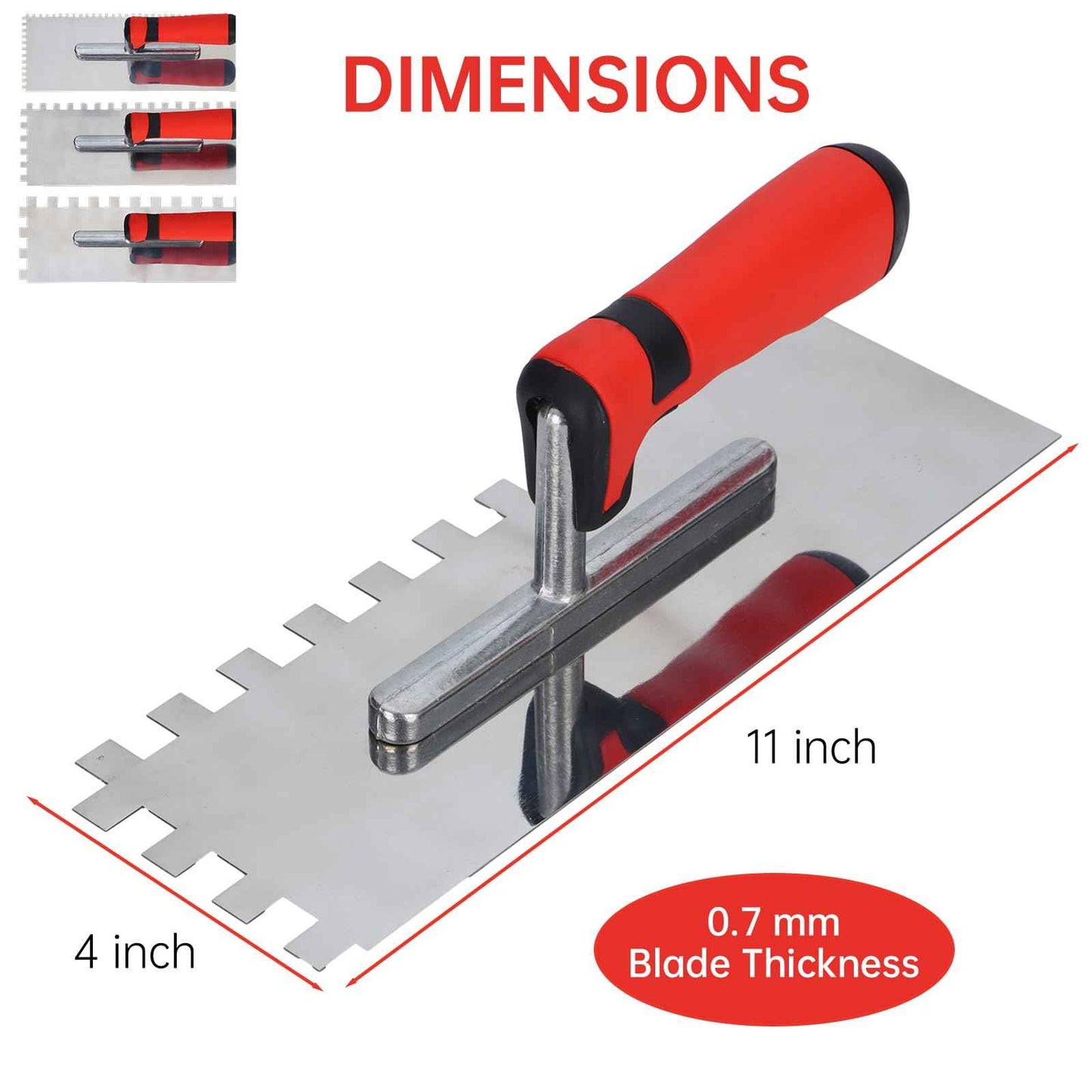 Square Notched Tile Trowel Set,Made of Premium Stainless Steel,with Grout Sponge and Work Gloves, Masonry Tools for Tiling Installation(Notch Size: 5/32" & 5/16" & 1/2")