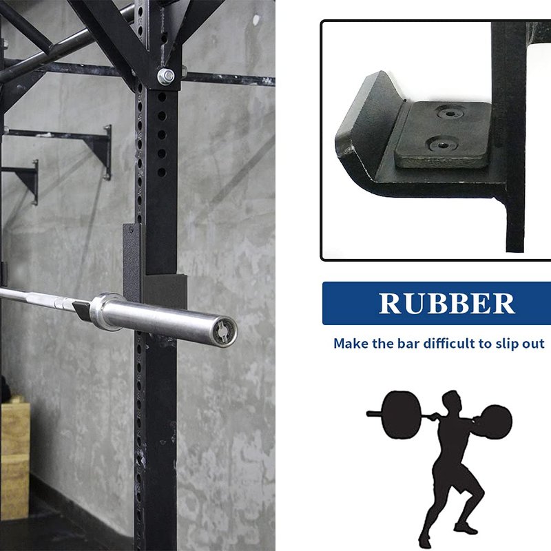 Power Rack Attachment Steel J Hooks for Power Racks fit 3x3 inches Square Tube with 1 inch Hole Power Cages Capacity of 800lb (Pair)