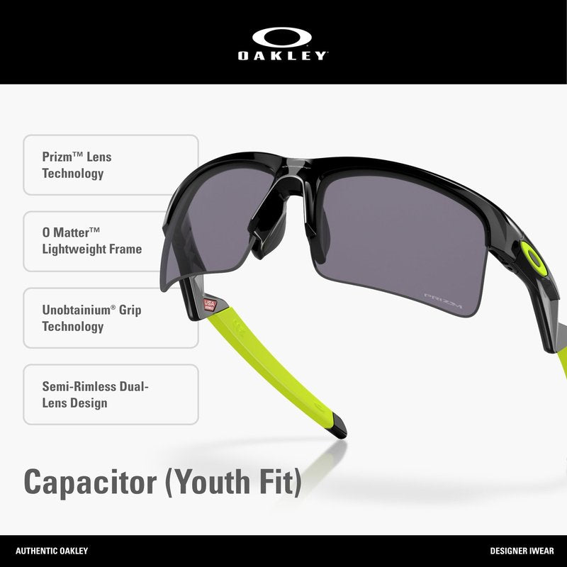 Oakley Child Sunglasses Polished Black Frame, Prizm Grey Lenses, 63MM