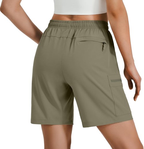 Hugut Women's Lightweight Hiking Cargo Shorts - Quick Dry, Water Resistant with Zipper Pockets | Ideal for Travel & Golf