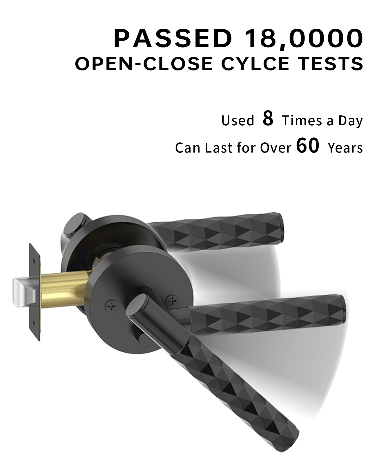 Asidrama 4 Pack Black Privacy Door Knob or Lever with Lock, Heavy Duty Reversible Interior Door Handles for Bedroom Bathroom, Left Right Sided Doors