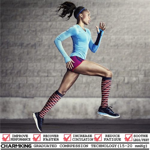 CHARMKING Compression Socks - 15-20 mmHg Support for Circulation | 8 Pairs for Athletic Running & Cycling