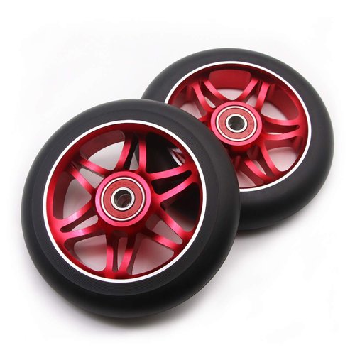 Z-FIRST 2Pcs 110mm Pro Scooter Wheels with ABEC 9 Bearings Fit for MGP/Razor/Lucky Envy/Vokul Pro Scooters Replacement Wheels (A-Red)