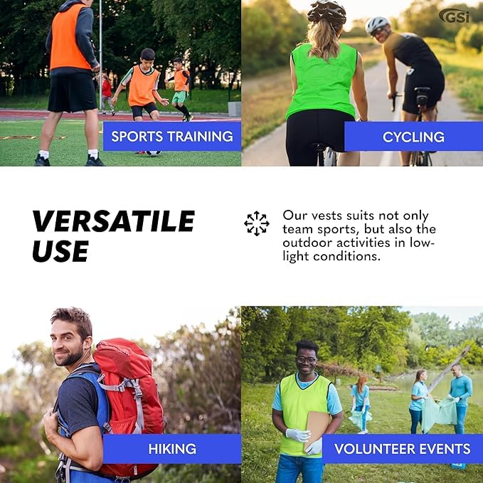 Breathable Mesh Training Pinnies for Soccer and Basketball - 6 Pack