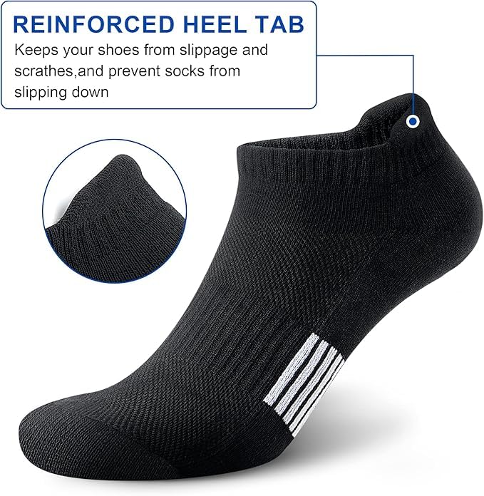 Womens Athletic No Show Ankle Socks - Cushioned Comfort - 5 Pairs White
