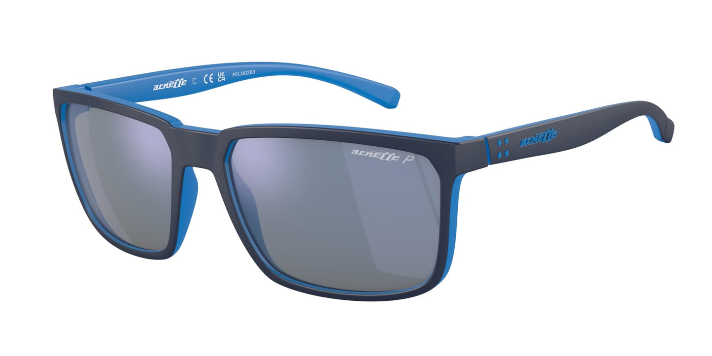 ARNETTE Stripe AN4251 286422 58MM Matte Top Navy on Light Blue/Dark Grey Mirror Water Polar Polarized Sunglasses for Men +Bundle with Accessory Eyewear Kit