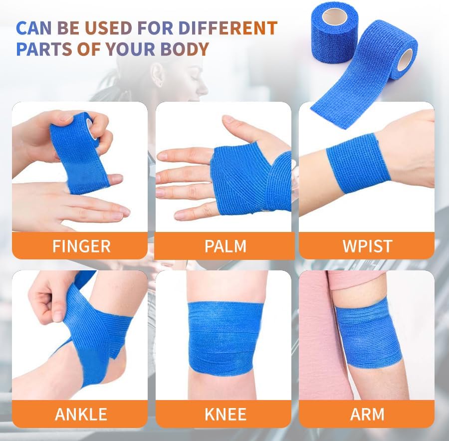 Skiennix Self-Adhesive Bandage Wraps - 24 Pack, 2" x 5 Yards, Breathable Elastic in 12 Colors