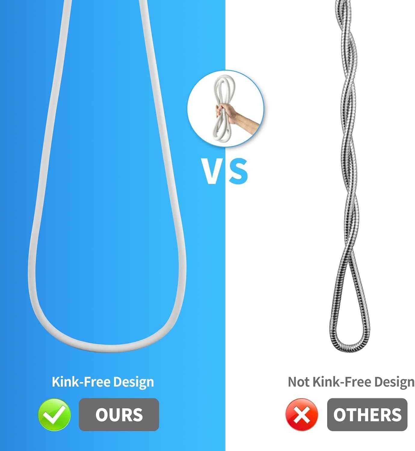 Rivix Shower Hose 79-Inch PVC White Handheld Shower Head Hose - Explosion Proof, Anti-Tangle Flexible Hose for Bathing, Pet Cleaning, and Toilet Cleaning rv shower head with hose