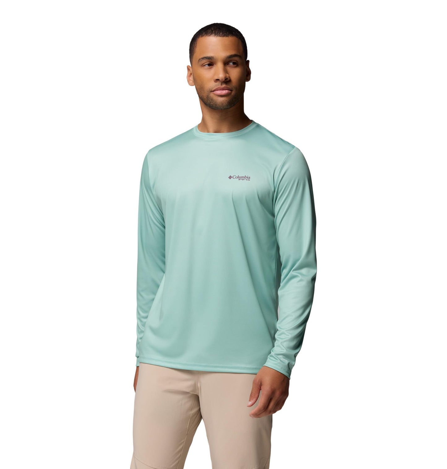 Columbia Mens Terminal Tackle PFG Fish Flag Long Sleeve, Misty Jade/Dusty Purple, Large