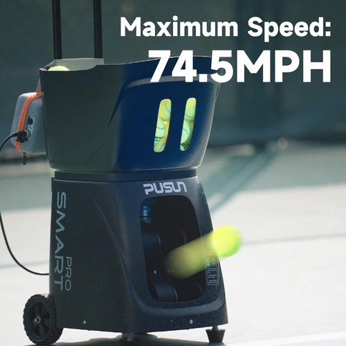 PUSUN Tennis Ball Machine, PT-Smart Pro Padel Tennis Ball Launcher with App/Remote/iWatch Control, 115+Ball Capacity, AI Drill/Program/Full-Court Random Shot, 4-6H Battery Life, Portable&Professional