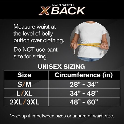 Copper Fit X-Back Brace - Adjustable Lumbar Support for Lower Back Pain Relief | Small/Medium