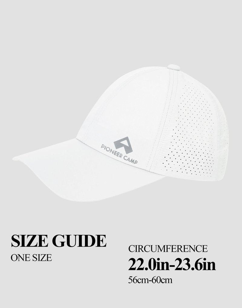 Pioneer Camp Quick Dry Baseball Cap for Men Women UPF Sun Hats Breathable Adjustable Mesh Lightweight for Golf Hiking Running White
