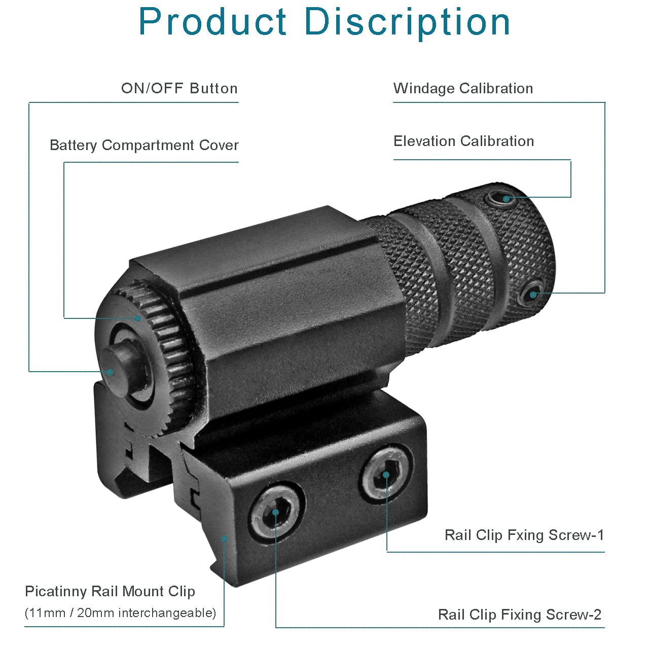 Compact Tactical Red Beam Laser Sight,Laser Dot Sight Scope for Rifles Pistols Handguns fits Standard 20mm/11mm Picatinny Rail Mount (Red Dot)