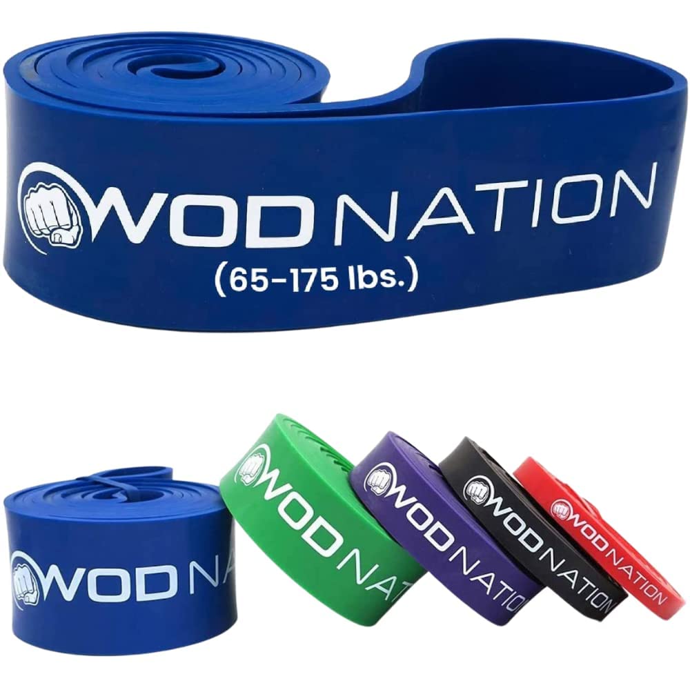 WOD Nation Resistance Bands - Single, 40-80 lbs, Purple - Exercise Bands for Calisthenics, Strength Training & Yoga - Pull Up Assist for Pull Up Bar & Mobility