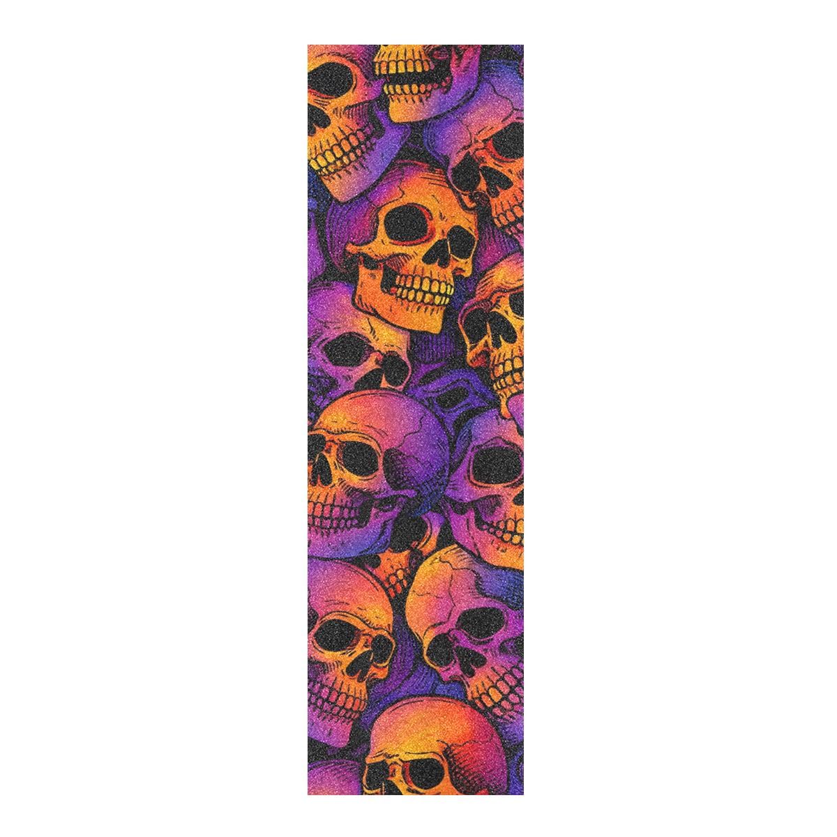 SUABO Skull Puttern Skateboard Grip Tape Sheet Scooter Deck Sand Paper 9" x 33"