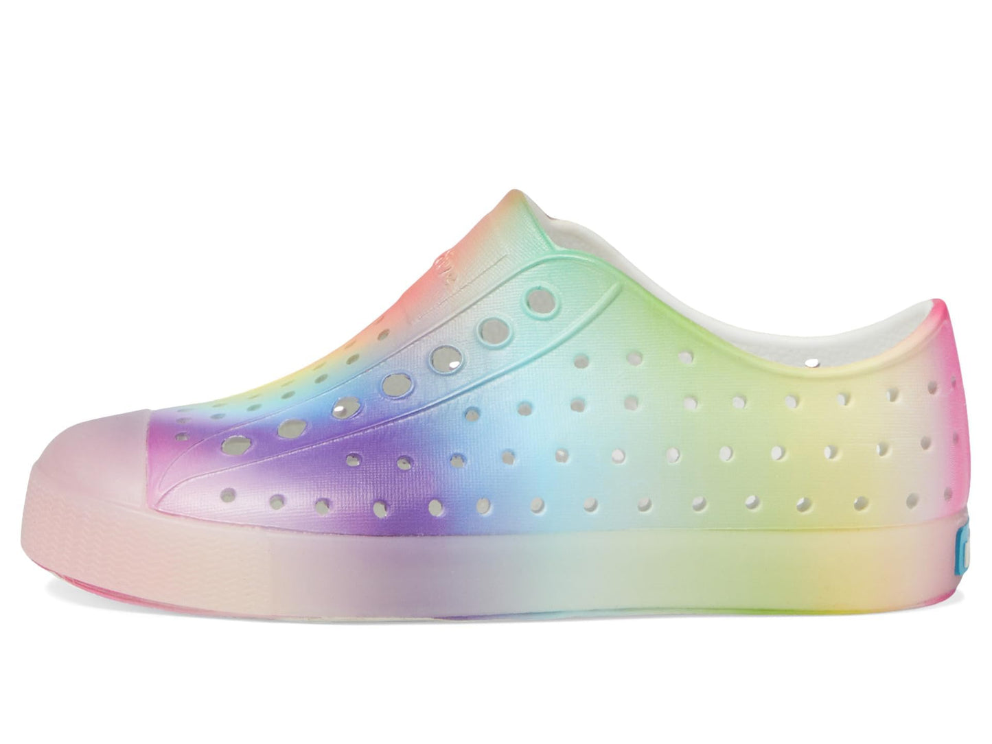 Native Shoes Unisex-Kids Jefferson Print Sneakers, Shell White/Translucent/Rainbow Blur, 11 Little Kid