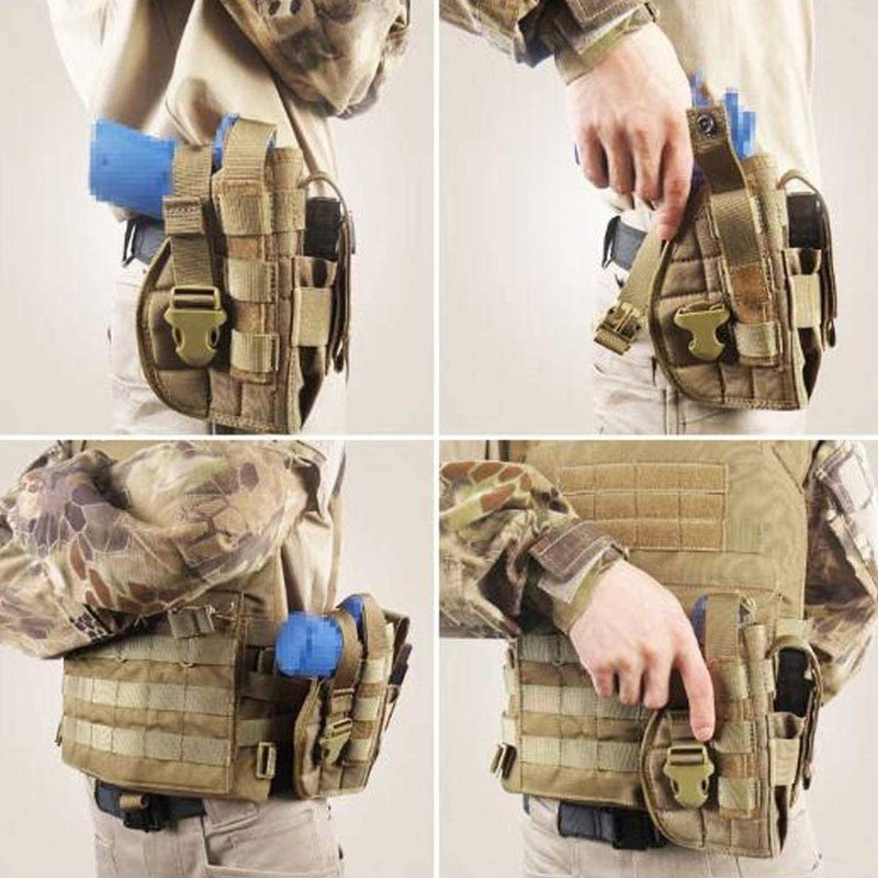 ACEXIER Universal Tactical Gun Holster Right Hand Molle Pistol Holster Combat Airsoft Waist Belt Holster for 1911 45 92 96 G1ock(Black)