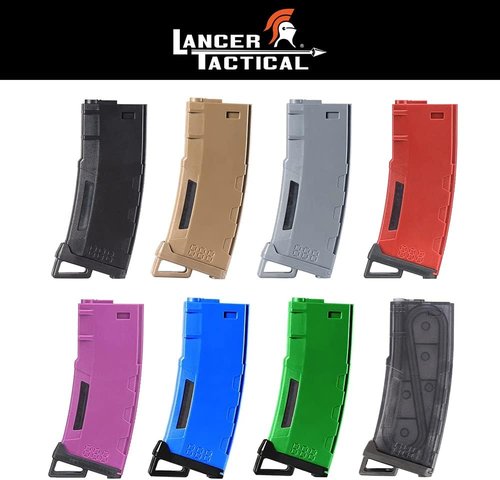 Lancer Tactical Airsoft Magazine - High-Speed 130 Round MidCap for M4/M16 Series | Transparent Window