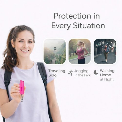 Burn Pepper Spray Keychain 1 Pack, 1/2oz Police Strength OC Spray with UV Dye, 16 ft Range, Twist Lock Safety, Belt Clip, Compact Pocket Personal Safety Self Defense, Pink