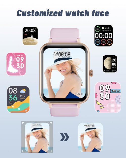 GRV Smart Watch for iOS and Android Phones (Answer/Make Calls), Watches for Men Women IP68 Waterproof Smartwatch Fitness Tracker Watch with Heart Rate/Sleep Monitor Steps Calories Counter (Violet)