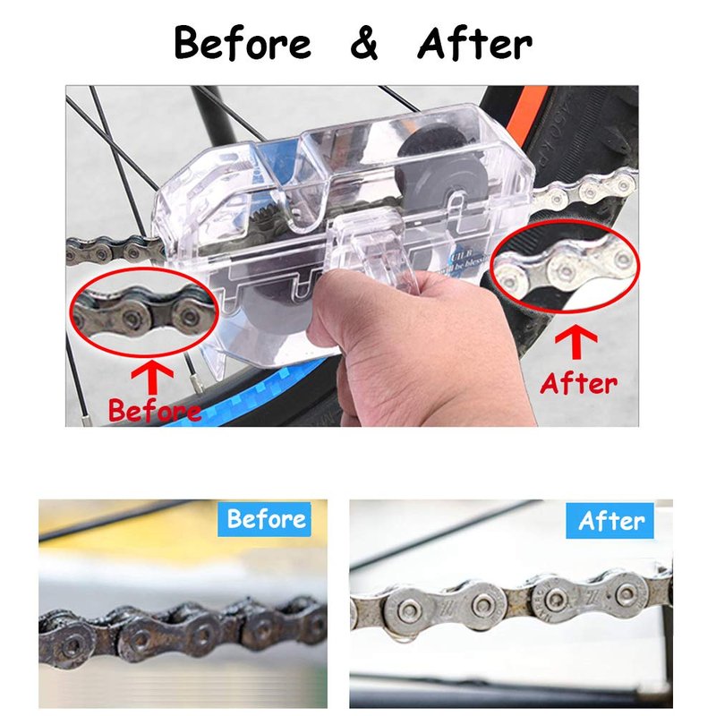 UILB Bike Chain Scrubber Set - Bicycle Chain CLEANING AGENT- 10 OZ Bike Chain Cleaner, Bicycle Durable Chain Gear Wheel Cleaning Brush Kit