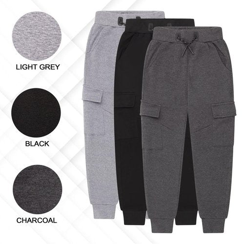 ALL IN SWEATS XS Apparel Boys Joggers 3 Pack – Athletic Pants, Fleece Sweatpants for Boys, Active Workout Pants, Comfortable Kids' Sweat Joggers - (8-20), 18, Charcoal/Grey/Black