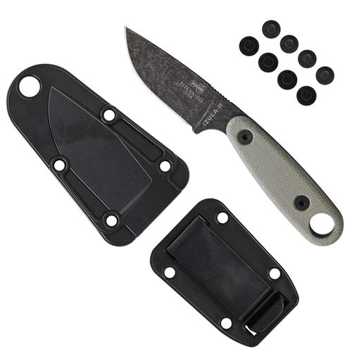 ESEE Knives Izula-II Fixed Blade Knife, w/Micarta Handle, Molded Sheath, & Clip Plate (Black Oxide)