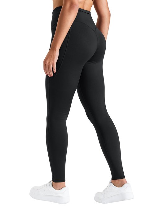AVGO Womens Fleece Lined Leggings Winter Thermal Thermal Underwear Butt Lifting Yoga Compression Pants with Pockets (Black, Small)