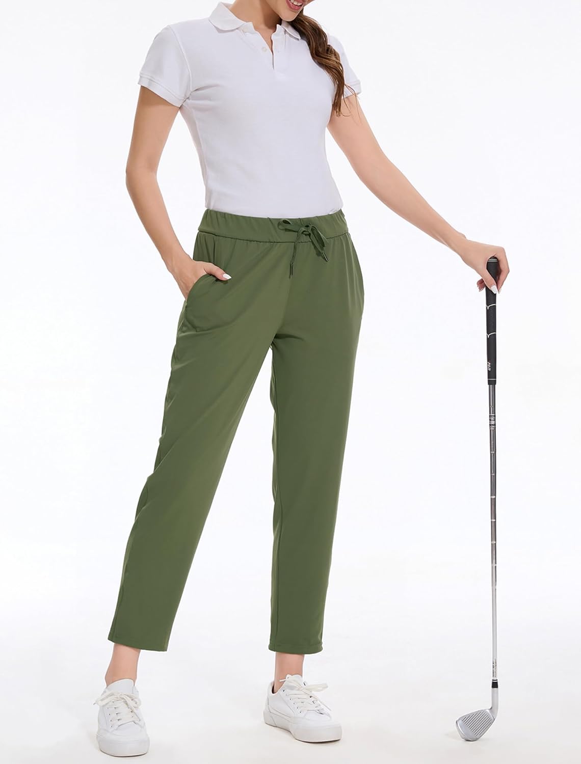 Skiennix Women's Golf Pants - Stretchy 7/8 Ankle Sweatpants with Deep Pockets for Work & Travel