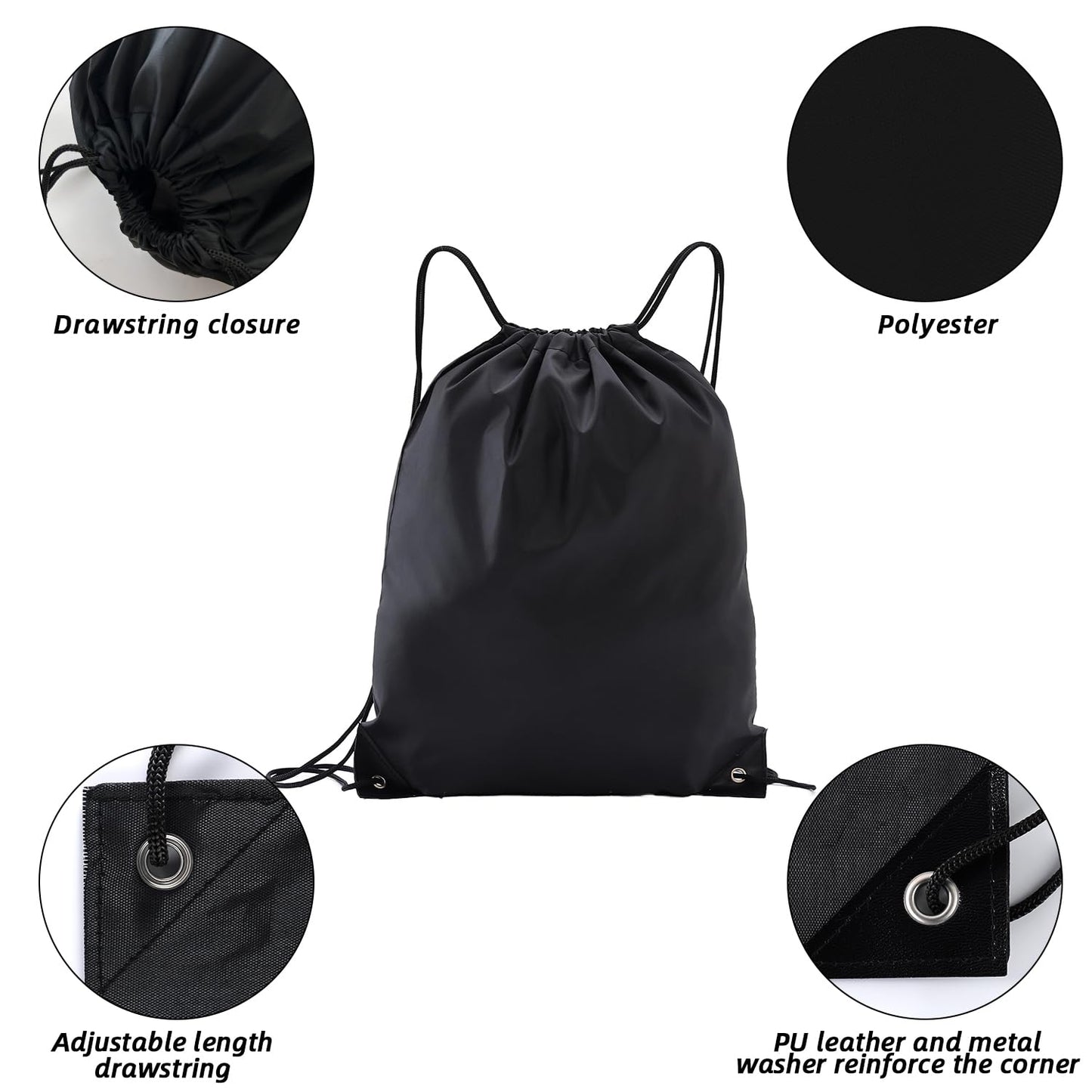Haokuaile Drawstring Backpacks, 20 Pack — Ideal for Parties, Classroom Activities, Group Events & Giveaways (20, Black)