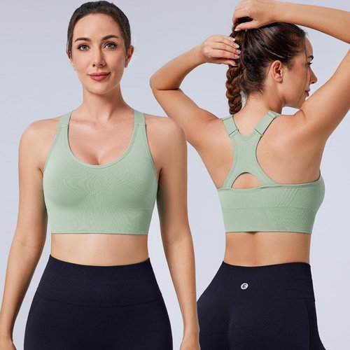 Evercute Racerback Sports Bras for Women - High Support, Seamless & Padded | 3-Pack Athletic Workout Bras