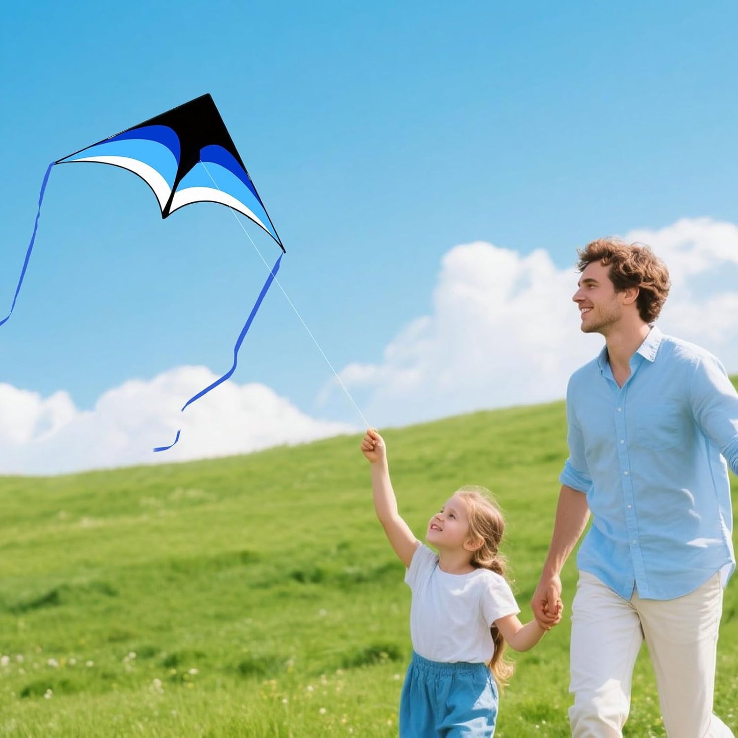 Mint's Colorful Life Delta Kite - Easy-Flying Kite for Kids & Adults | 300ft String Handle Included
