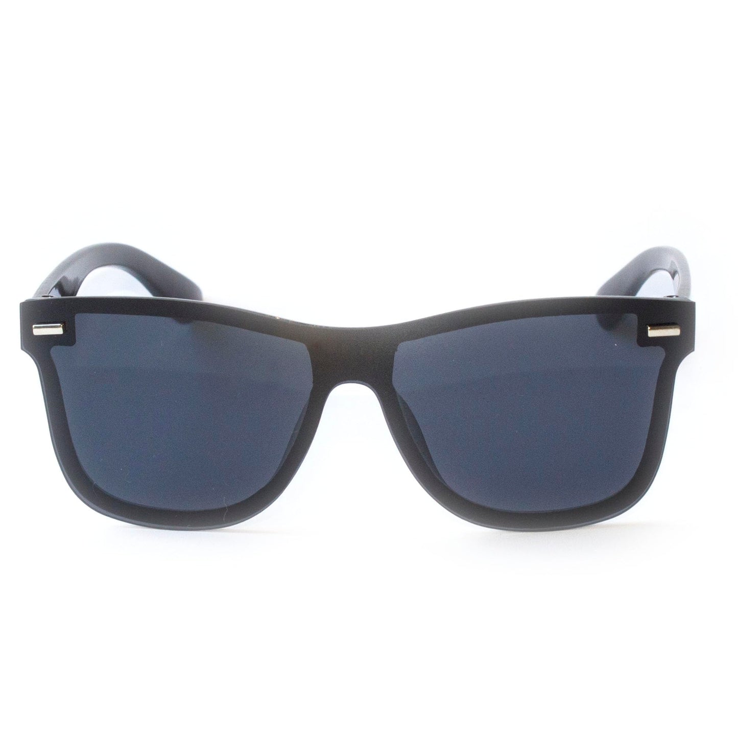 LOOVILEN 2 Pack One-Piece Mirror Lens Sunglasses - UV400 Protection Frameless Shades for Men & Women - Lightweight (62mm Wide) for Driving, Travel & Fashion Black Grey Silver