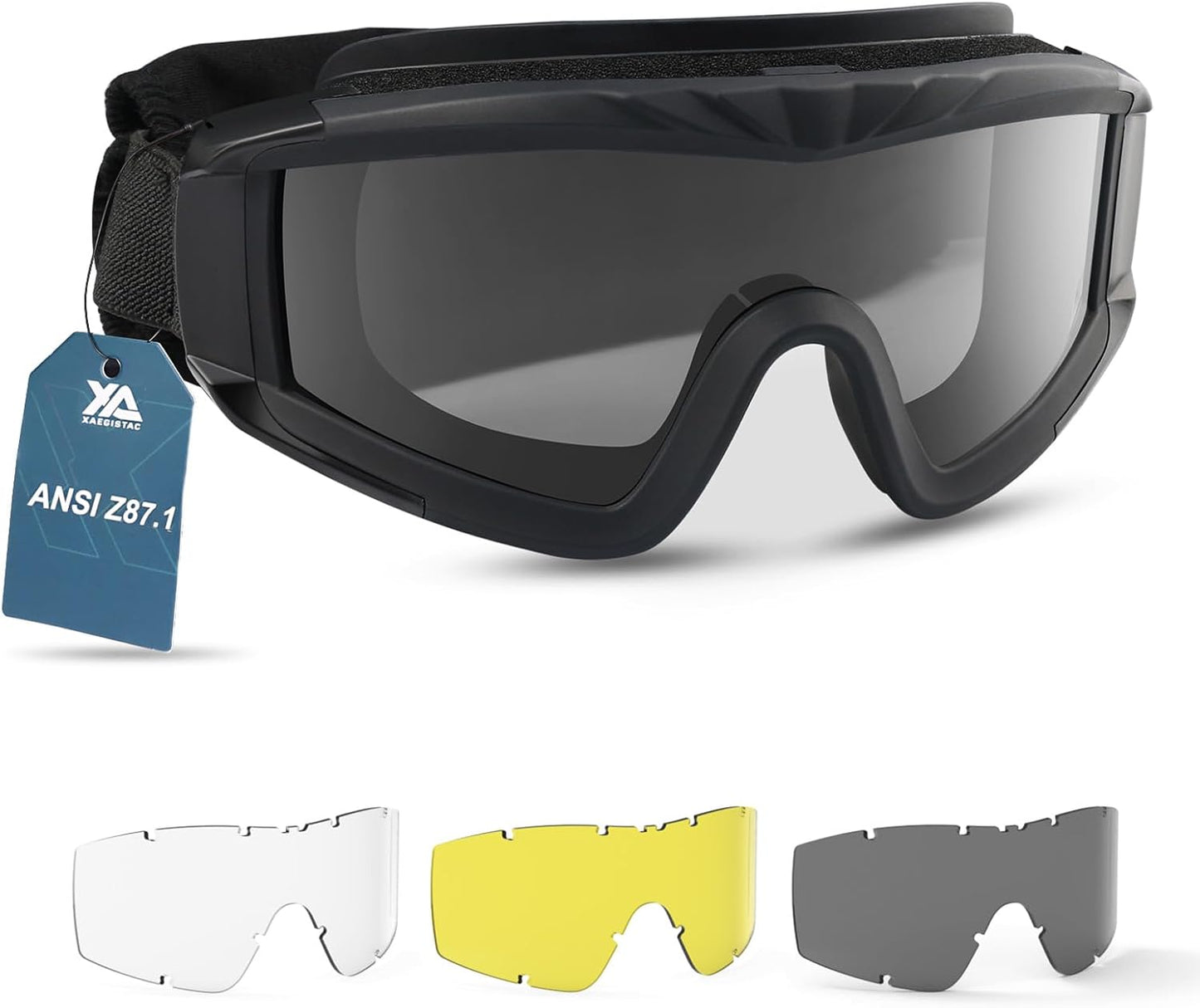 Xaegistac Airsoft Goggles - Tactical Safety Glasses with Anti-Fog Feature for Hunting & Cycling
