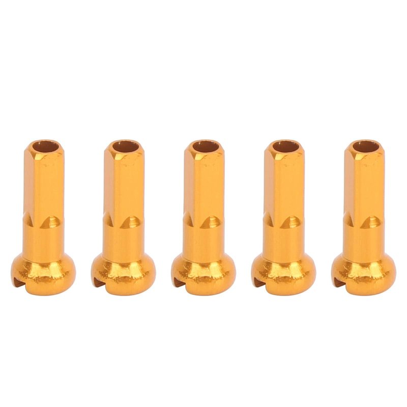 Spoke Cover Nipple, 54g Sturdy Durable 14x6mm Aluminum Alloy Bicycle Spoke Cap, 100Pcs Resistance Rust Proof for Cycling Accessory Bike Spokes (Gold)