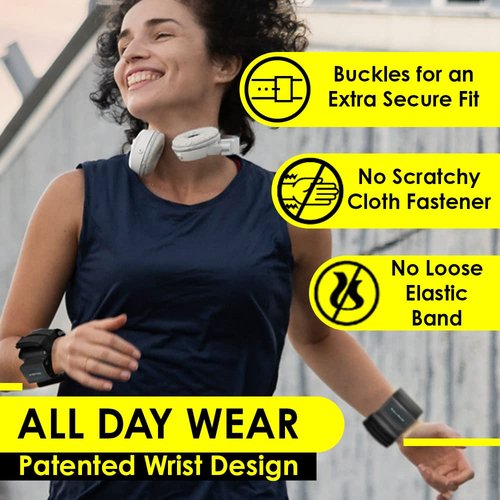 Tone-y-Bands Cardio Wrist Weight for Arm Toning, 2 lb, Large, Black