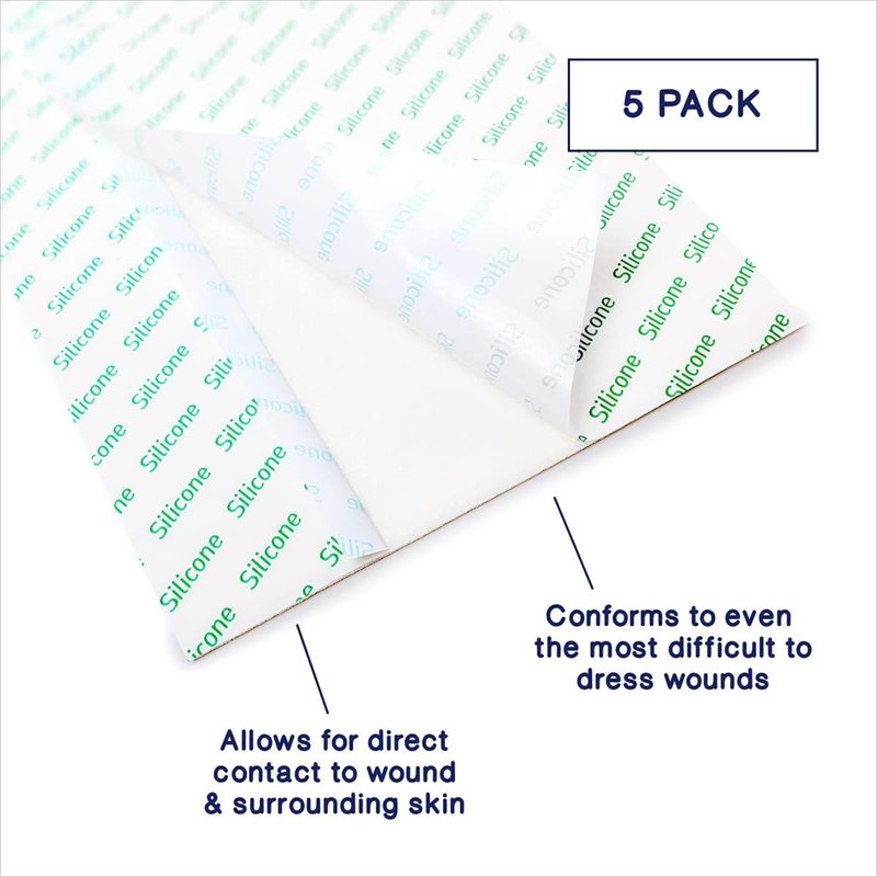 Medvance Absorbent Transfer Silicone Adhesive Wound Dressing - Waterproof, Sterile Wound Dressing - Easy-Apply & Breathable Bandages for Hard-to-Dress Wounds, 6''x8 '' (Box of 5)