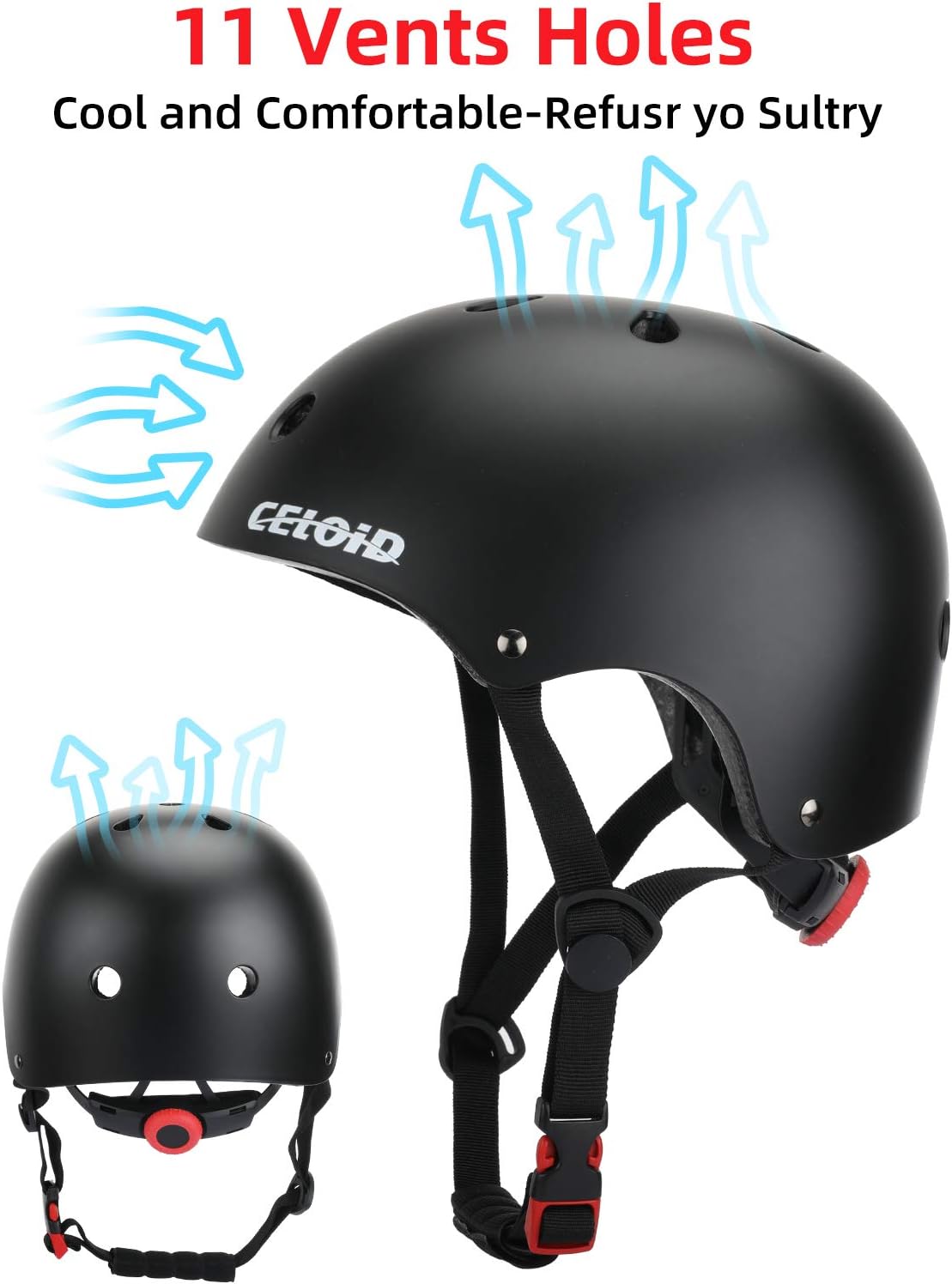 Skiennix Adjustable Skateboard & Bike Helmet - Washable Safety Gear for Ages 16+ | Unisex Design