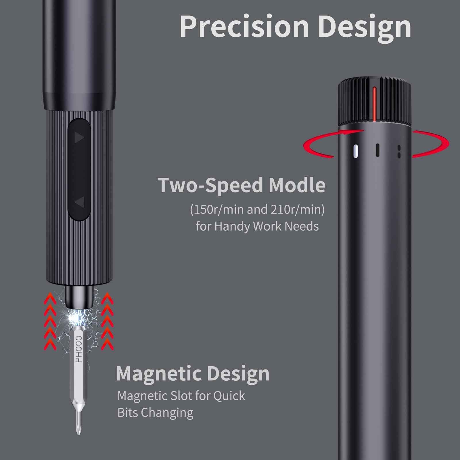 Mini Electric Screwdriver, Precision Screwdriver Set with 24 Magnetic Bits Rechargeable Magnetic Small Set for PC Building Electronic Phone Camera Laptop Watch Camera Repair Kit