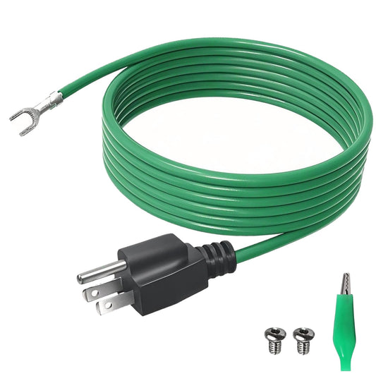 KarlKers Shielded Ethernet Patch Panel Bond Ground Plug Adapter, Grounding Patches Earthing Wire Plug with Alligator Clip, 14 AWG Ground Extension Cord 3 Prong for NEMA 5-15P, 6FT (1 Pack)